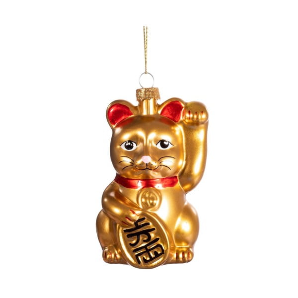 Skleněná ručně vyrobená vánoční ozdoba 11 cm Lucky Cat – Sass & Belle