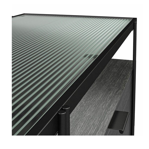 Černý TV stolek v dekoru dubu 140x50 cm Wainwright - Queer Eye-image-1