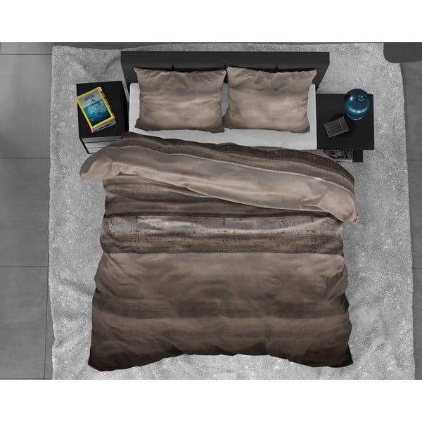 Hnědé flanelové povlečení na jednolůžko Sleeptime Marcus Taupe, 140 x 220 cm