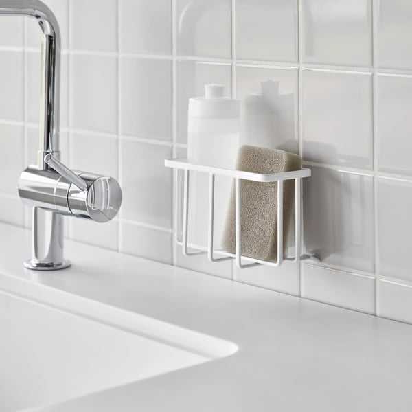 Bílý kovový stojan na mycí prostředky bez vrtání Film Hook – YAMAZAKI-image-2