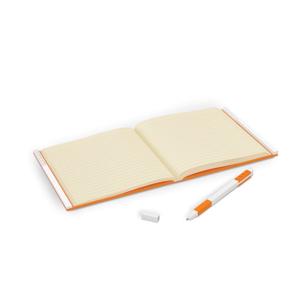 Oranžový čtvercový zápisník s gelovým perem LEGO®, 15,9 x 15,9 cm-image-1