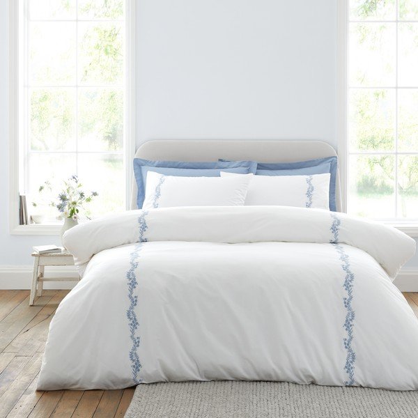 Bílé povlečení na jednolůžko z bavlněného perkálu 135x200 cm Camille Embroidered Floral – Bianca-image-2