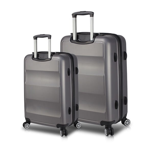 Sada 2 šedých cestovních kufrů na kolečkách s USB porty My Valice LASSO Large & Medium