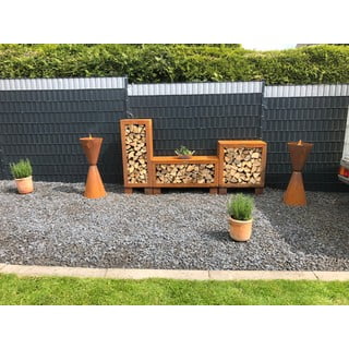 Hnědý ocelový dřevník Remundi, šířka 50 cm