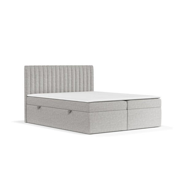 Světle šedá boxspring postel s úložným prostorem 140x200 cm Spencer – Maison de Rêve