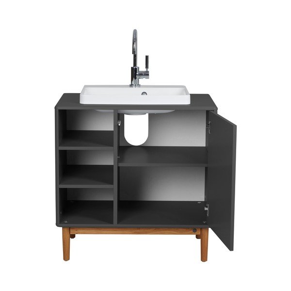 Tmavě šedá skříňka s umyvadlem bez baterie 80x62 cm Color Bath - Tom Tailor for Tenzo-image-3