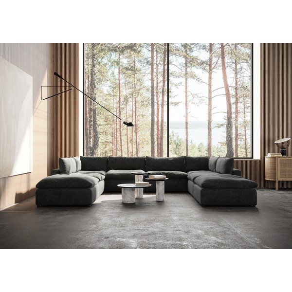 Tmavě šedá rohová pohovka do "U" Moonlight – Furninova -image-1