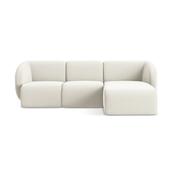 Béžová sametová rohová pohovka (pravý roh/s lenoškou) Lani – Makamii