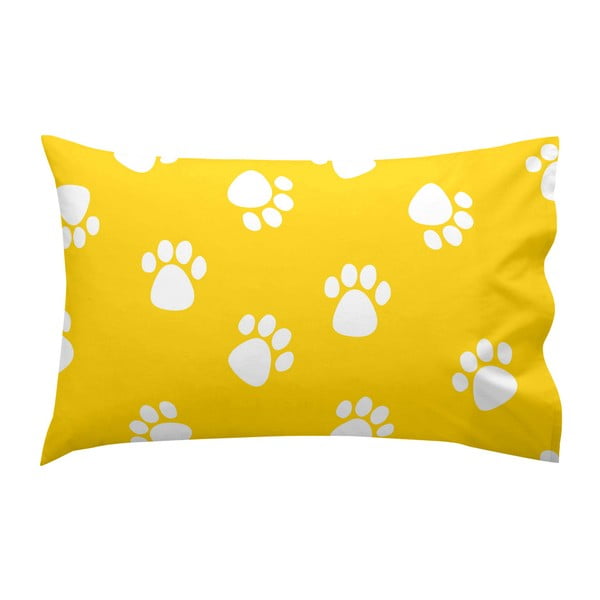 Žlutý bavlněný povlak na polštář Mr. Fox Dogs, 50 x 30 cm
