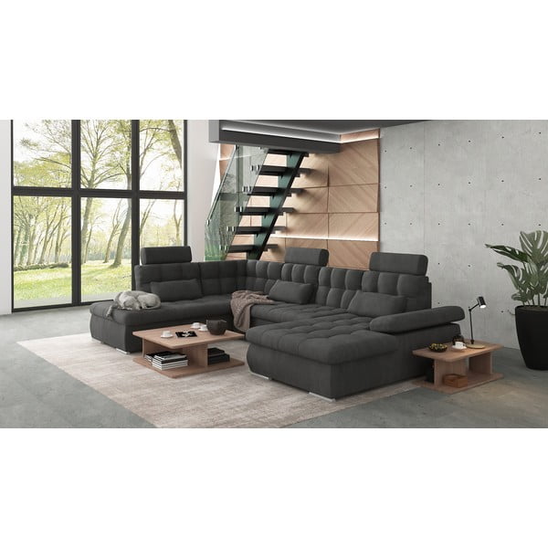 Antracitová rozkládací/s úložným prostorem rohová pohovka (levý roh/do "U") Merkur – Ropez-image-3