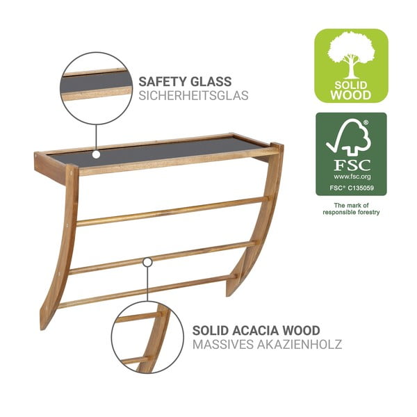 Nástěnný dřevěný držák na ručníky v tmavě přírodní barvě Fondi – Wenko-image-3