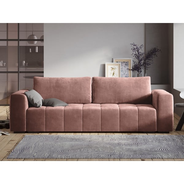 Růžová sametová rozkládací pohovka Milo Casa Luca-image-1