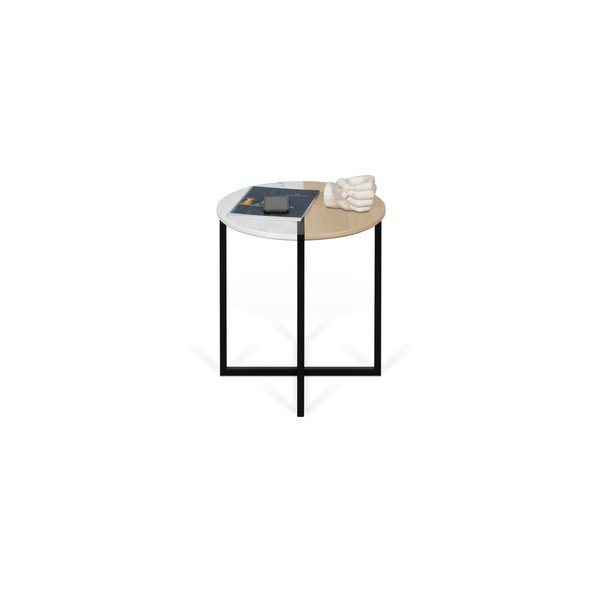 Odkládací stolek s deskou z dubového dřeva a mramoru TemaHome Sonata, ø 50 cm-image-4