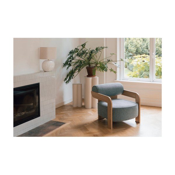 Šedomodré křeslo z textilie bouclé Oolong – Zuiver-image-1