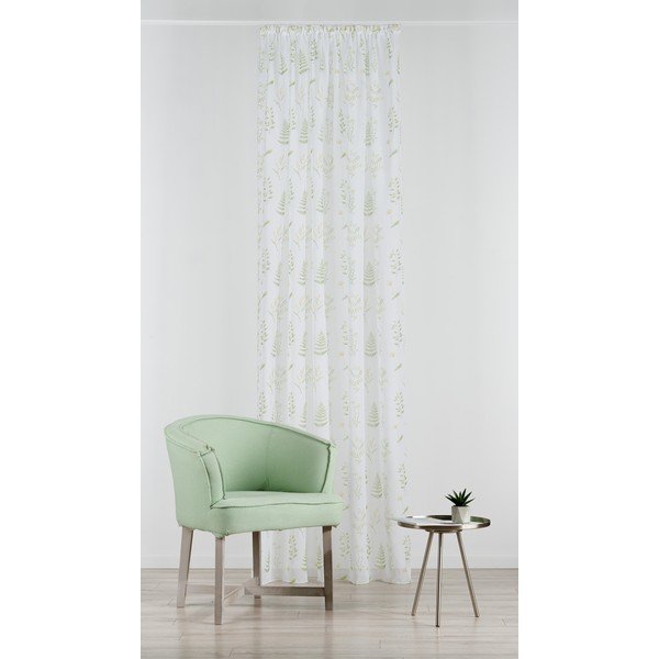 Bílo-zelená záclona 140x245 cm Caledonia – Mendola Fabrics-image-1