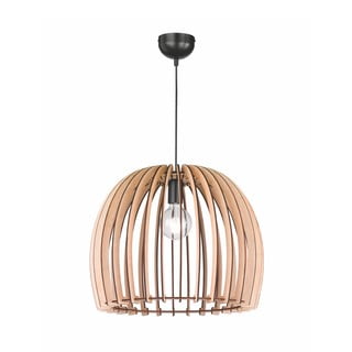 Krémově béžové závěsné svítidlo ze dřeva a kovu Trio Wood, výška 150 cm