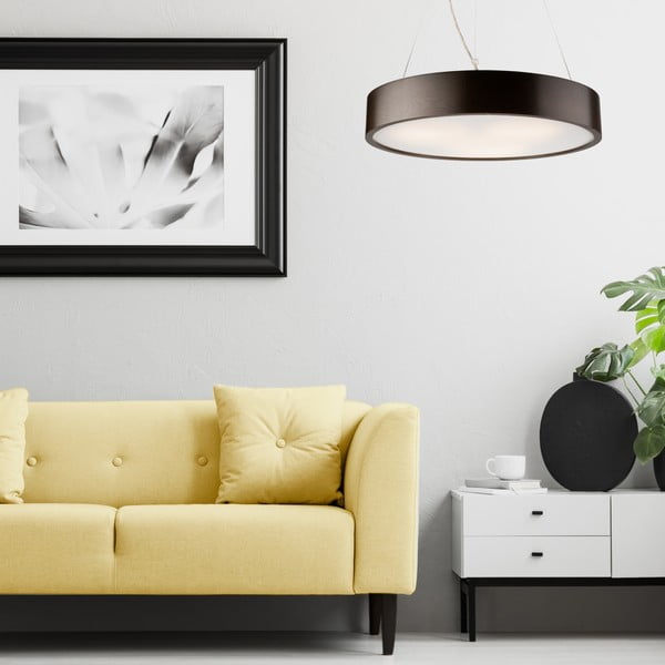 Tmavě hnědé závěsné svítidlo se skleněným stínidlem ø 47 cm Eveline – LAMKUR-image-1