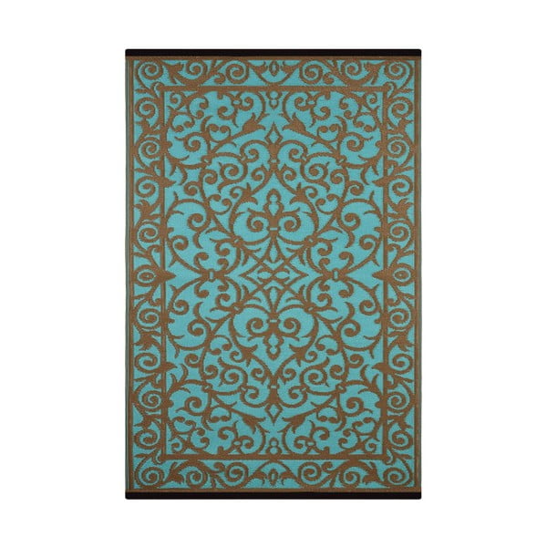 Tyrkysovo-šedý oboustranný koberec vhodný i do exteriéru Green Decore Gala, 90 x 150 cm