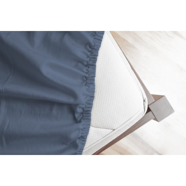 Modré napínací flanelové prostěradlo 180x200 cm – Good Morning-image-1