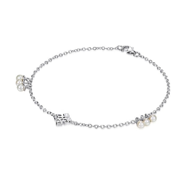 Stříbrný náramek s perlami a přívěskem Chakra Pearls Done, 17 cm