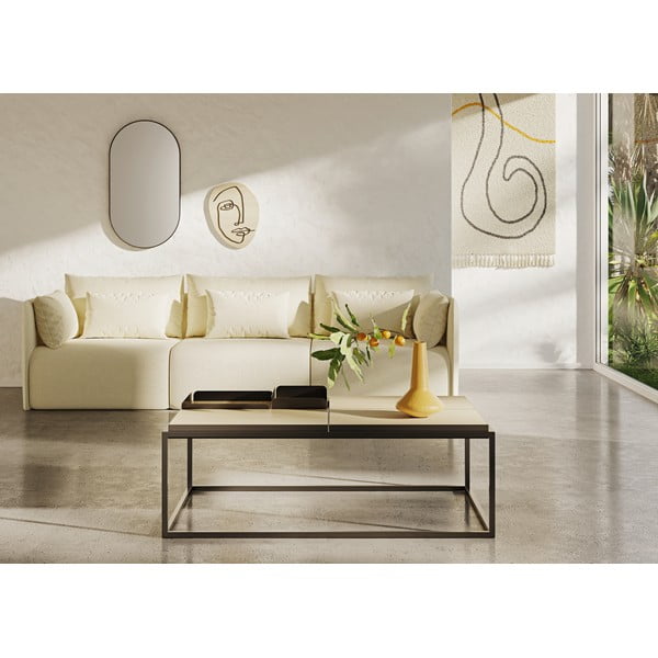 Konferenční stolek s deskou v dekoru dubu v černo-přírodní barvě 75x120 cm Douro – TemaHome-image-1