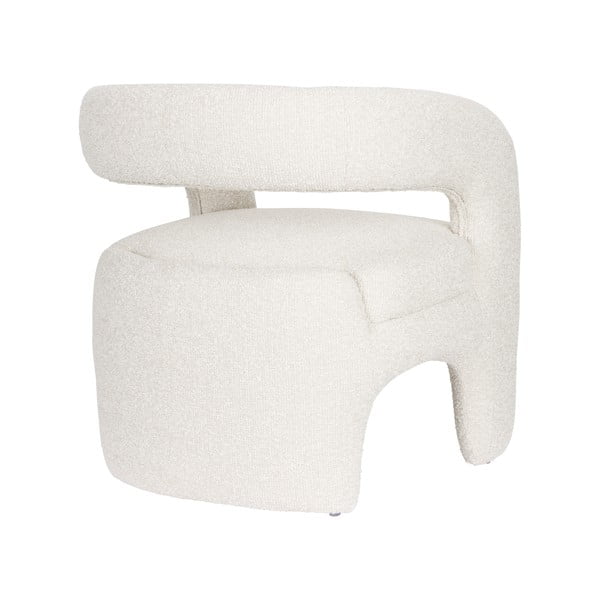 Bílé křeslo z textilie bouclé Nova – White Label-image-4