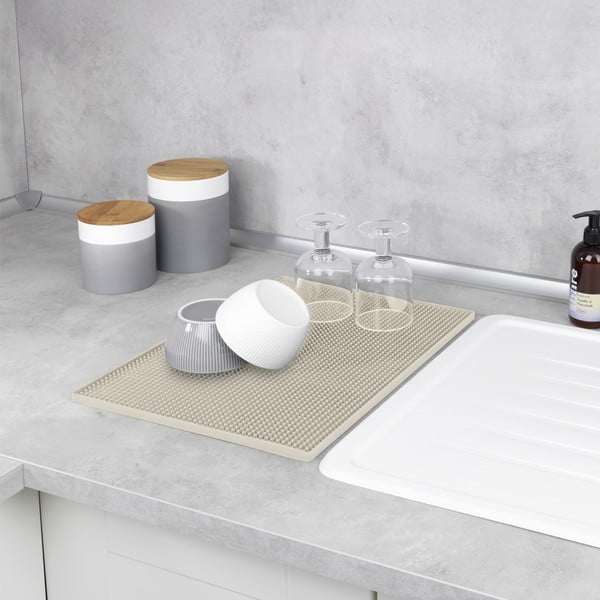 Béžová gumová odkapávací podložka na nádobí 40x30 cm Maxi – Wenko-image-2