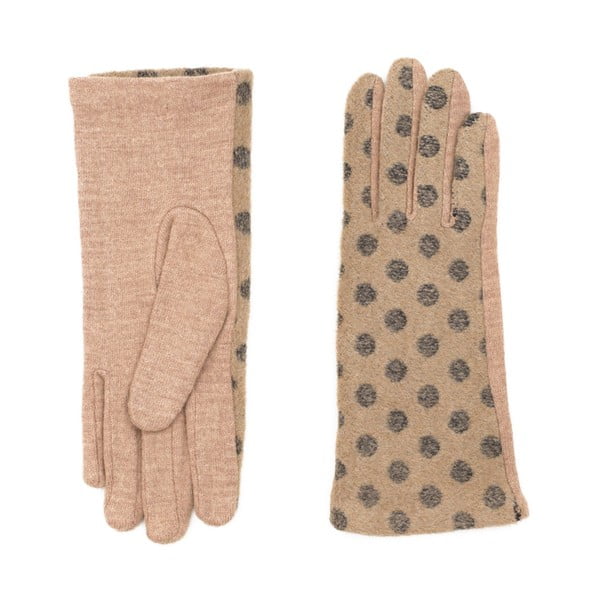 Béžové rukavice Dots