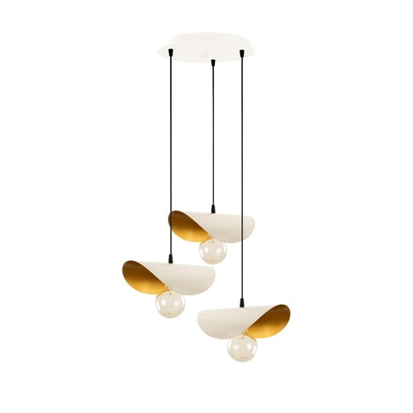 Bílé/ve zlaté barvě závěsné svítidlo s kovovým stínidlem Sivani – Opviq lights