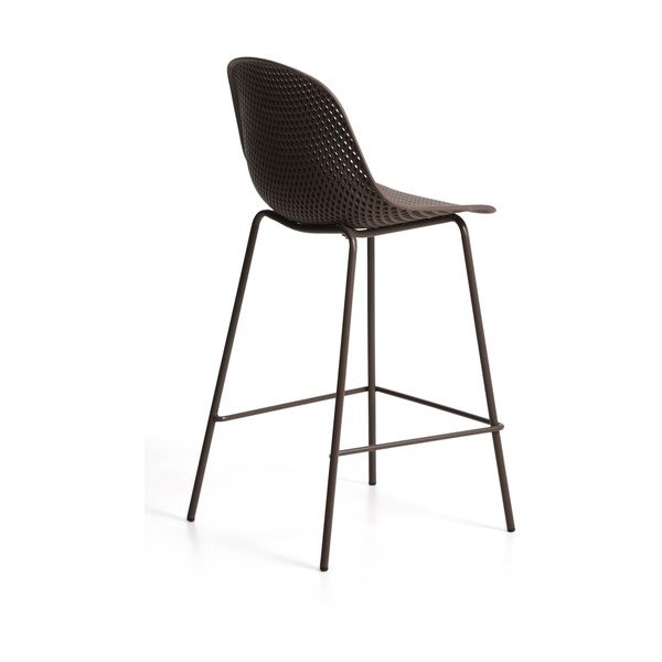 Hnědá kovová/plastová zahradní barová židle Quinby – Kave Home-image-3