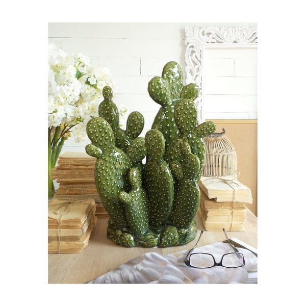 Zelená keramická dekorace Orchidea Milano Arizona Cactus, výška 47 cm