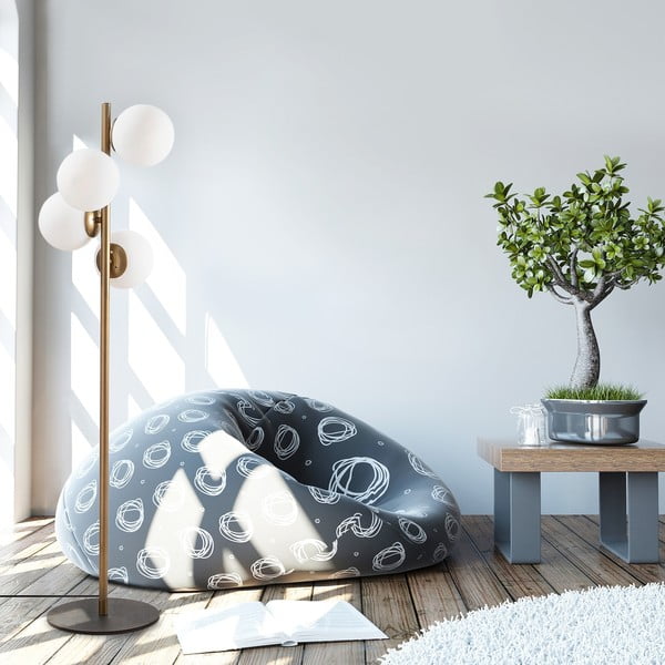 Stojací lampa v černo-zlaté barvě se skleněným stínidlem (výška 130 cm) Faze – Opviq lights-image-1