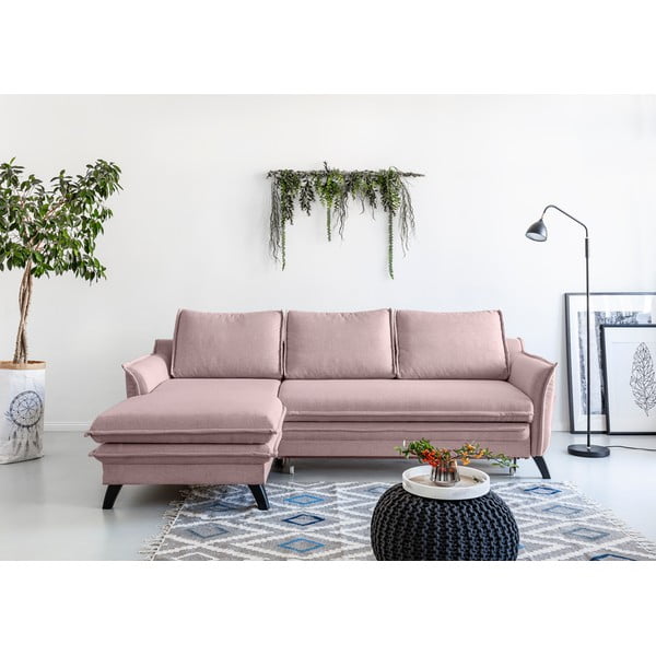 Pudrově růžová rozkládací rohová pohovka Miuform Charming Charlie, levý roh-image-1