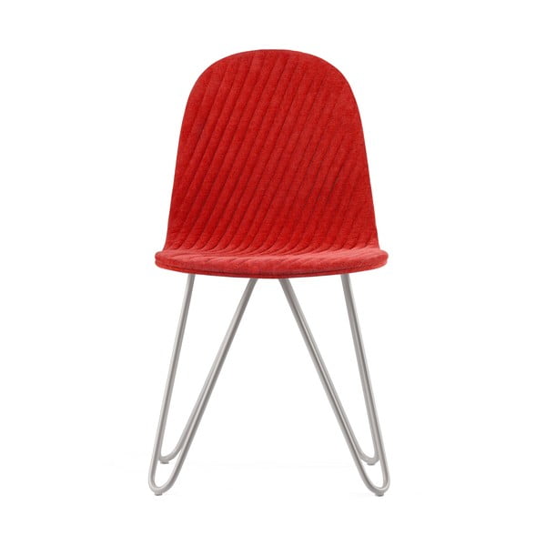 Červená židle s kovovými nohami Iker Mannequin X Stripe