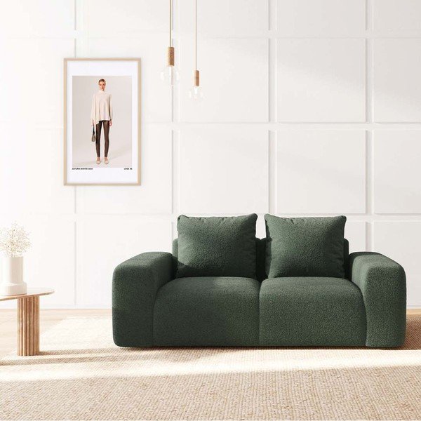 Zelená pohovka z textilie bouclé 212 cm Monce – Rodier-image-1