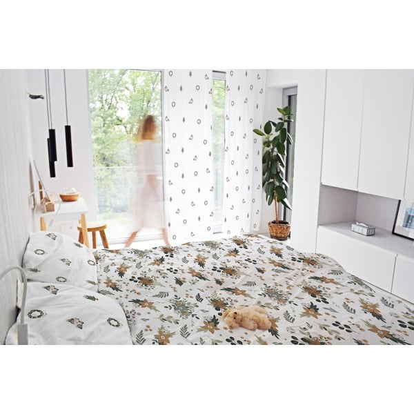 Bílý závěs z bavlněného saténu 110x250 cm Festive Car – Butter Kings-image-1