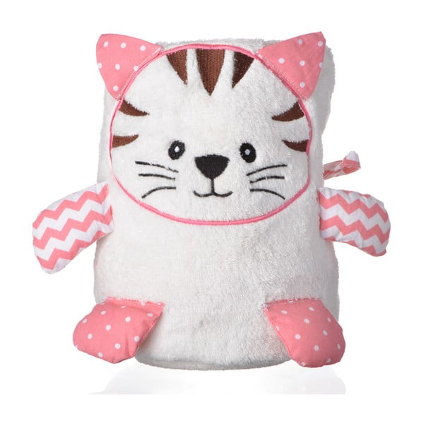 Bílo-růžová deka s motivem kočky Le Studio Cat