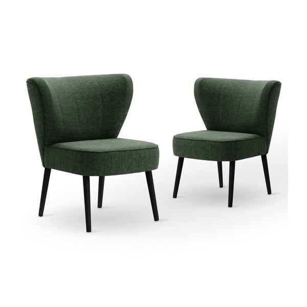 Sada 2 tmavě zeleýchá jídelních židlí s černými nohami My Pop Design Adami