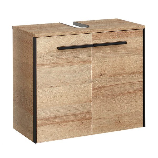 Závěsná skříňka pod umyvadlo v dekoru dubu v přírodní barvě 53x60 cm Quickset 395 – Pelipal-image-2