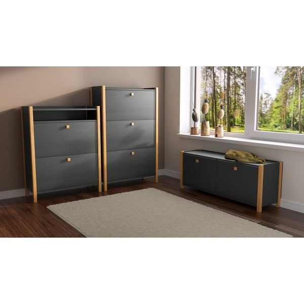 Tmavě šedá lavice/botník Woodman Bode-image-1