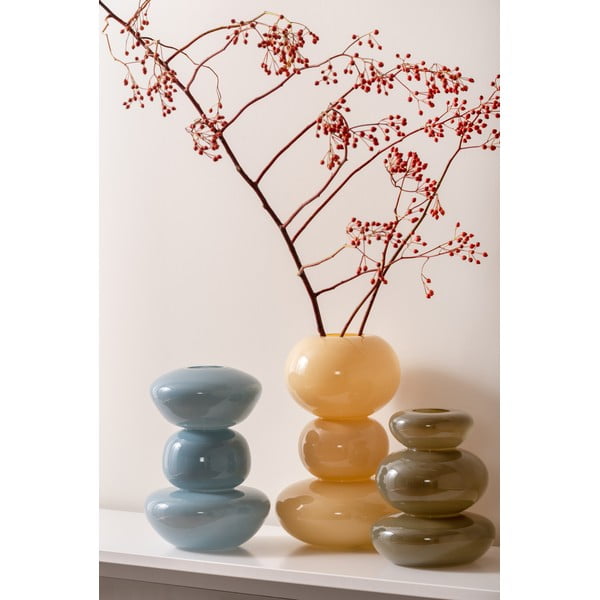 Světle žlutá skleněná váza Bubbles – PT LIVING-image-1