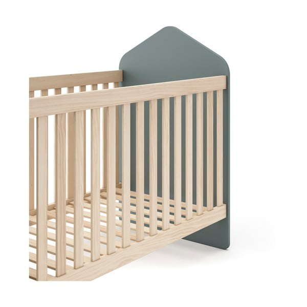 Postýlka v dekoru borovice 60x120 cm v přírodní barvě/šedozelená Estefania – Marckeric-image-4