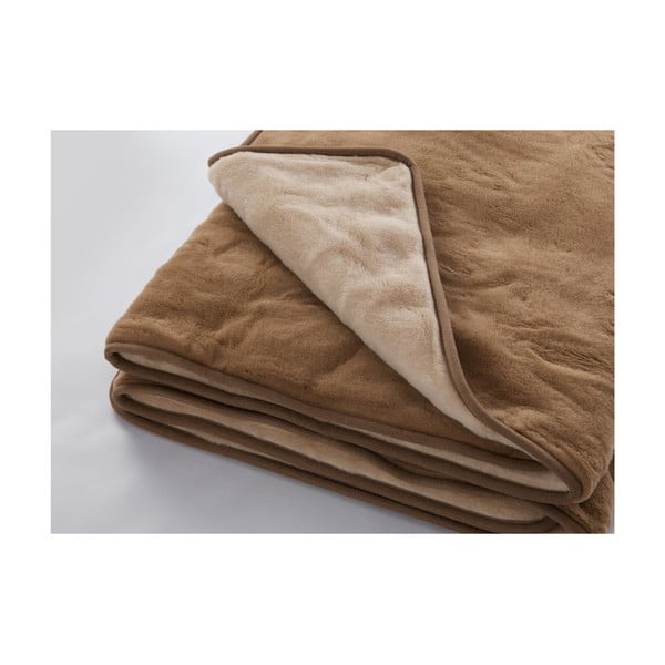 Vlněná deka Royal Dream Dark Brown, 200 x 200 cm