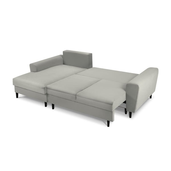 Světle šedá manšestrová rozkládací/s úložným prostorem rohová pohovka (levý roh/s lenoškou) Kyoto – Cosmopolitan Design-image-2