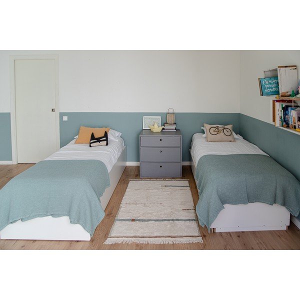 Modro-krémový pratelný ručně tkaný bavlněný koberec 90x130 cm Lanes Vintage Blue – Lorena Canals-image-1