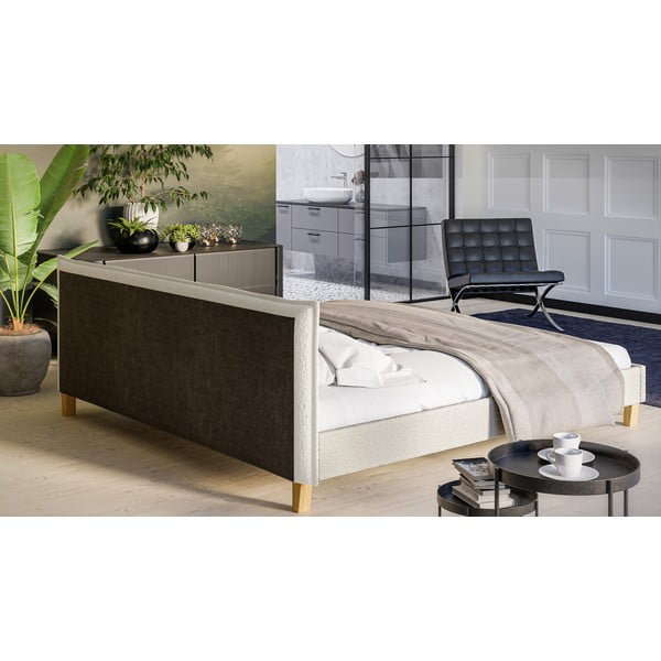 Krémová čalouněná dvoulůžková postel s roštem 200x200 cm Tina – Ropez-image-3