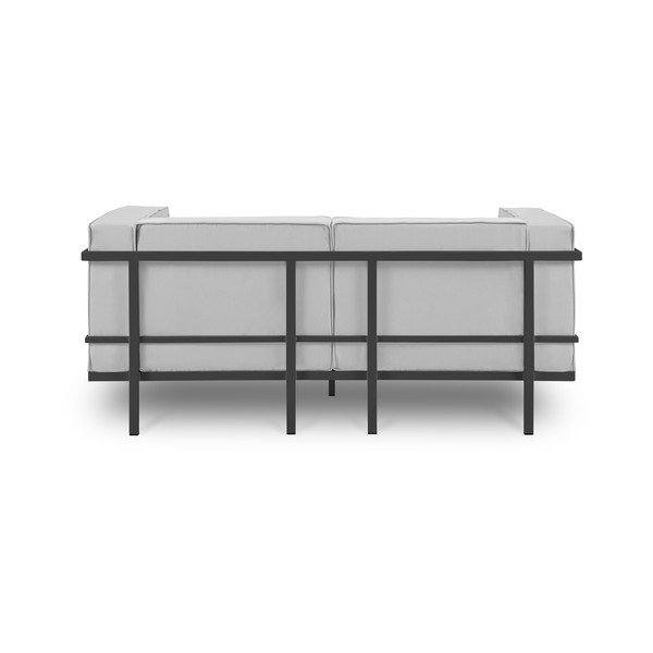 Šedá dvoumístná venkovní pohovka v černém rámu Calme Jardin Cannes-image-3