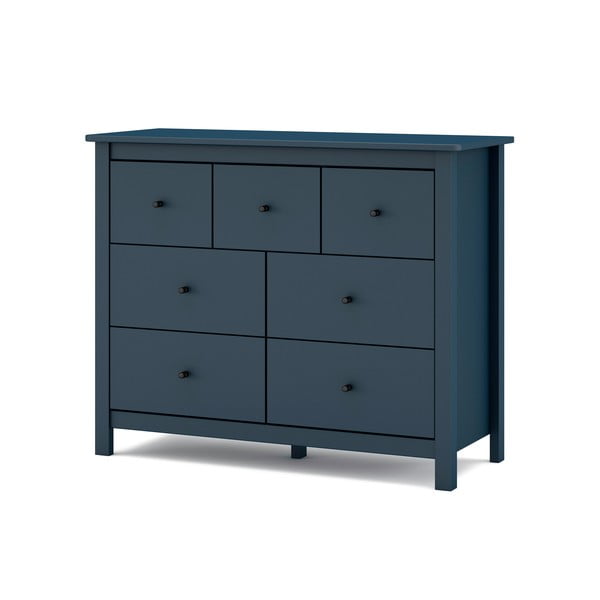 Tmavě modrá nízká komoda z borovicového dřeva 110x80 cm Misti – Marckeric-image-4