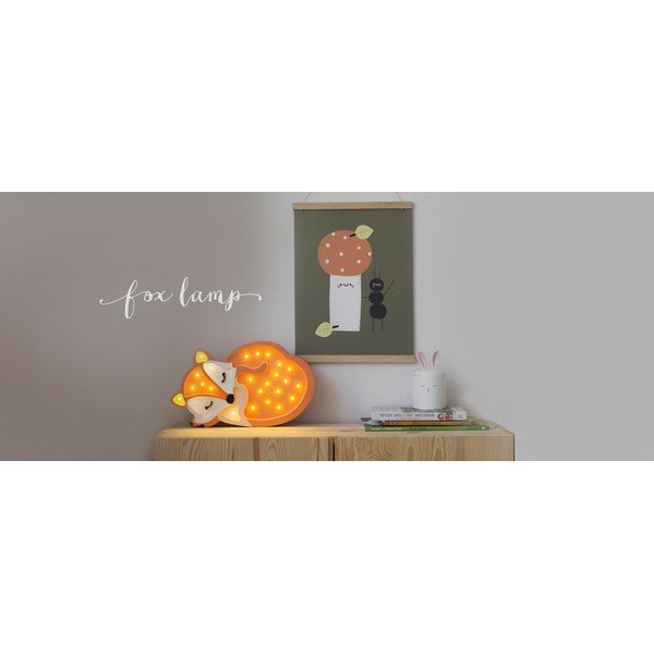 Oranžová stolní lampa z borovicového dřeva Little Lights Fox Wild, délka 31 cm-image-2