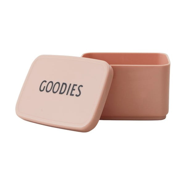 Růžový svačinový box Design Letters Goodies, 8,2 x 6,8 cm